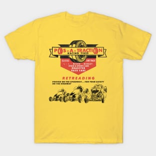 Defunct Pos-A-Traction Dragster Racing Tires T-Shirt